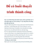 Để có buổi thuyết trình thành công