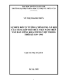 Tóm tắt Luận văn Thạc sĩ Lịch sử: Sự biến đổi tư tưởng chính trị xã hội của tầng lớp trí thức việt nam trên văn đàn công khai tiếng việt trong thời kì 1939-1945