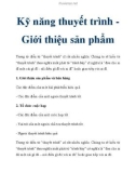 Kỹ năng thuyết trình Giới thiệu sản phẩm