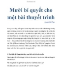 Mười bí quyết cho một bài thuyết trình