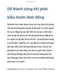 Để thành công khi phát biểu trước đám đông