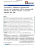 báo cáo khoa học: Assessment of self-injection experience in patients with rheumatoid arthritis: psychometric validation of the Self-Injection Assessment Questionnaire (SIAQ)