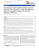 báo cáo khoa học: Assessing the Stroke-Specific Quality of Life for Outcome Measurement in Stroke Rehabilitation: Minimal Detectable Change and Clinically Important Difference