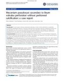 Báo cáo y học: Meconium pseudocyst secondary to ileum volvulus perforation without peritoneal calcification: a case report