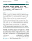 Báo cáo y học: Relationship of family caregiver burden with quality of care and psychopathology in a sample of Arab subjects with schizophrenia