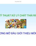 Bài giảng Kỹ thuật xử lý chất thải rắn: Chương 1 - Dương Thị Thành