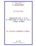 Luận văn Thạc sĩ Khoa học kinh tế: Đánh giá hiệu quả sử dụng đất nông nghiệp tại huyện Lệ Thủy, tỉnh Quảng Bình