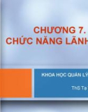 Khoa học quản lý đại cương (ThS Tạ Thị Bích Ngọc) - Chương 7