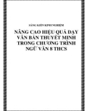 SKKN: Nâng cao hiệu quả dạy văn bản thuyết minh trong chương trình Ngữ Văn 8 THCS