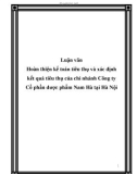 Luận văn Hoàn thiện kế toán tiêu thụ và xác định kết quả tiêu thụ của chi nhánh Công ty Cổ phần dược phẩm Nam Hà tại Hà Nội