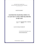 Luận văn Thạc sĩ Kinh tế: Giải pháp đẩy mạnh hoạt động của các quỹ đầu tư phát triển địa phương ở Việt Nam