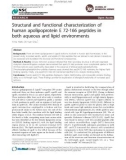 Báo cáo y học: Structural and functional characterization of human apolipoprotein E 72-166 peptides in both aqueous and lipid environments