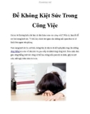 Để Không Kiệt Sức Trong Công Việc