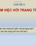 Bài giảng môn Tin học lớp 7 - Chủ đề 2: Làm việc với trang tính