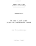 Luận văn Thạc sĩ Toán học: Ổn định và điều khiển hệ phương trình nơron có trễ