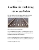 4 sai lầm cần tránh trong việc ra quyết định