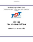 Bài giảng Tin học đại cương: Chương 1 - Lê Thị Ngọc Thảo