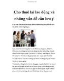 Cho thuê lại lao động và những vấn đề cần lưu ý