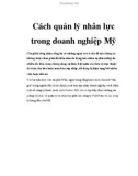 Cách quản lý nhân lực trong doanh nghiệp Mỹ