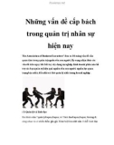 Những vấn đề cấp bách trong quản trị nhân sự hiện nay