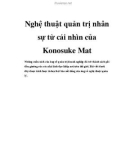 Nghệ thuật quản trị nhân sự từ cái nhìn của Konosuke Mat