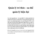 Quản lý tri thức - xu thế quản lý hiện đại