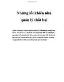 Những lỗi khiến nhà quản lý thất bại