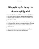 Bí quyết tuyển dụng cho doanh nghiệp nhỏ