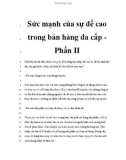 Sức mạnh của sự đề cao trong bán hàng đa cấp