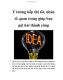 Ý tưởng tiếp thị tốt, nhân tố quan trọng giúp bạn gặt hái thành công