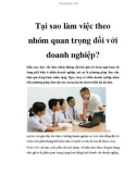 Tại sao làm việc theo nhóm quan trọng đối với doanh nghiệp?