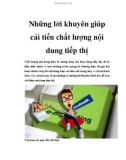 Những lời khuyên giúp cải tiến chất lượng nội dung tiếp thị