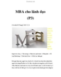 MBA cho lãnh đạo (P3)