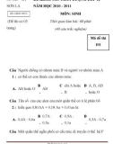 Đề kiểm tra khảo sát chất lượng môn Sinh học lớp 12 năm 2010-2011 - Sở GD&ĐT Sơn La