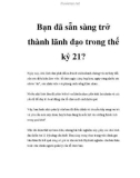 Bạn đã sẵn sàng trở thành lãnh đạo trong thế kỷ 21