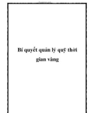 Bí quyết quản lý quỹ thời gian vàng