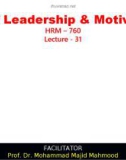 Lecture Art of Leadership and Motivation - Lecture 31