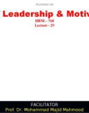 Lecture Art of Leadership and Motivation - Lecture 29