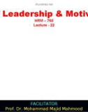 Lecture Art of Leadership and Motivation - Lecture 22