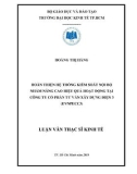 Luận văn Thạc sĩ Kinh tế: Hoàn thiện hệ thống kiểm soát nội bộ nhằm nâng cao hiệu quả hoạt động tại Công ty cổ phần Tư vấn Xây dựng Điện 3