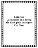 Luận văn: Các nhân tố ảnh hưởng đến hạnh phúc của người Việt Nam