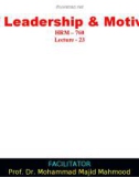 Lecture Art of Leadership and Motivation - Lecture 23