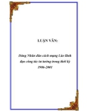 LUẬN VĂN: Đảng Nhân dân cách mạng Lào lãnh đạo công tác tư tưởng trong thời kỳ 1986-2001