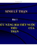 Bài giảng Sinh lý thận - Bài 1: Chức năng bài tiết nước tiểu của thận