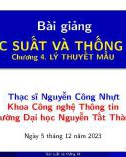 Bài giảng Xác suất và thống kê: Chương 4 - ThS. Nguyễn Công Nhựt