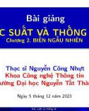 Bài giảng Xác suất và thống kê: Chương 2 - ThS. Nguyễn Công Nhựt