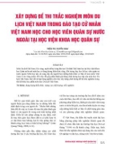 Xây dựng đề thi trắc nghiệm môn Du lịch Việt Nam trong đào tạo cử nhân Việt Nam học cho học viên quân sự nước ngoài tại Học viện Khoa học Quân