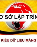 Bài giảng Cơ sở lập trình: Kiểu dữ liệu mảng