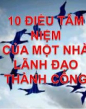 Bài giảng 10 Điều tâm niệm của một nhà lãnh đạo thành công