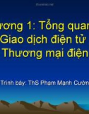 Bài giảng Luật giao dịch điện tử: Chương 1 - ThS. Phạm Mạnh Cường